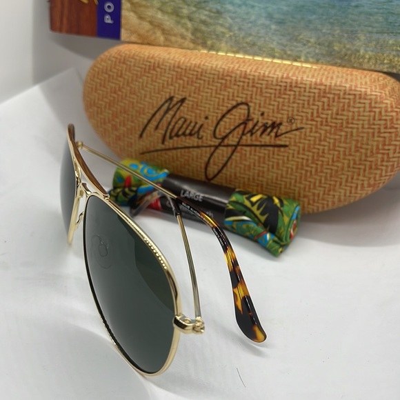 Brand New Maui Jim Polarized Aviator double bridge Gold/grey Lenses - Picture 8 of 10